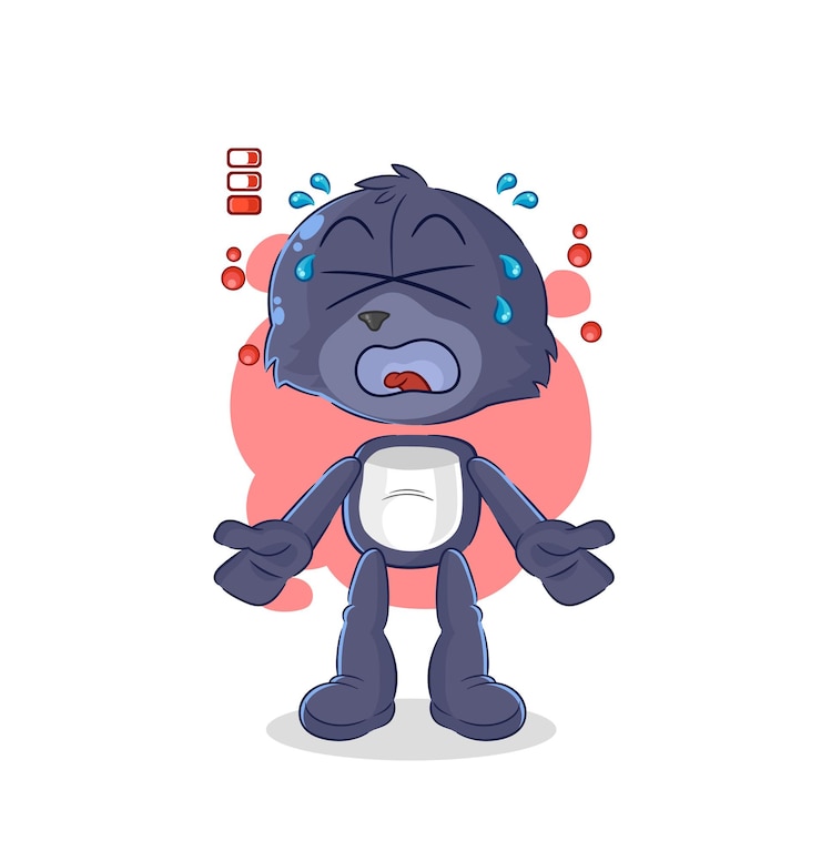 Vector seal low battery mascot cartoon vector