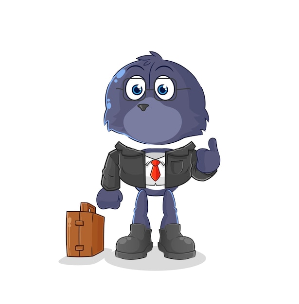 seal office worker mascot cartoon vector