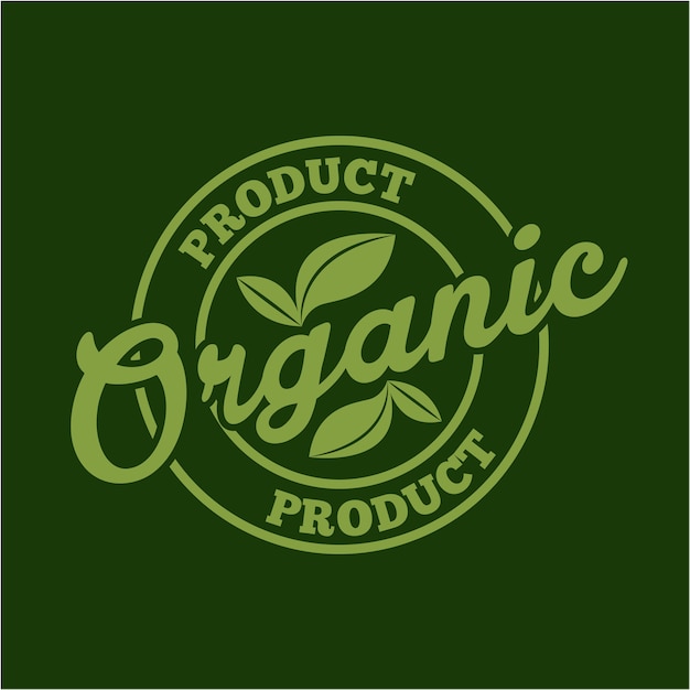 Vector seal stamp of organic product with leaves icon