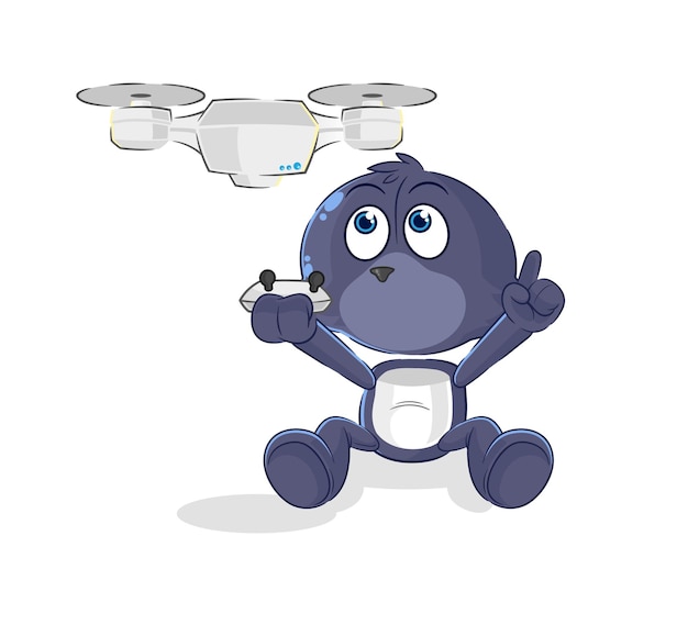 Vector seal with drone character cartoon mascot vector