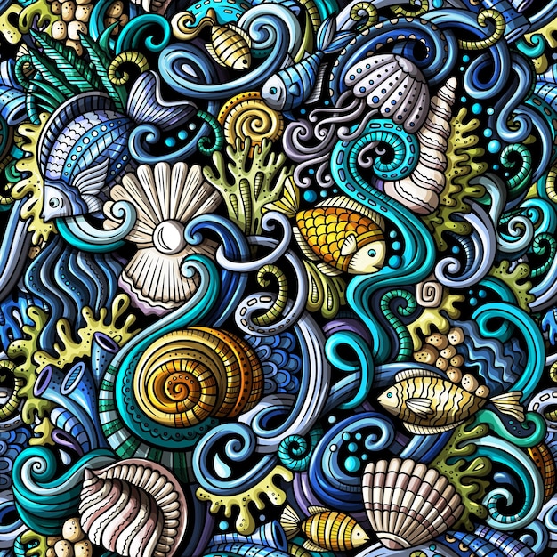 해양생물 (sealife seamless pattern)