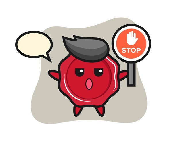 Sealing wax character illustration holding a stop sign