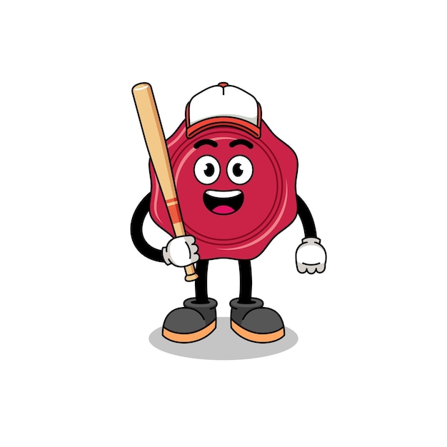 Sealing wax mascot cartoon as a baseball player