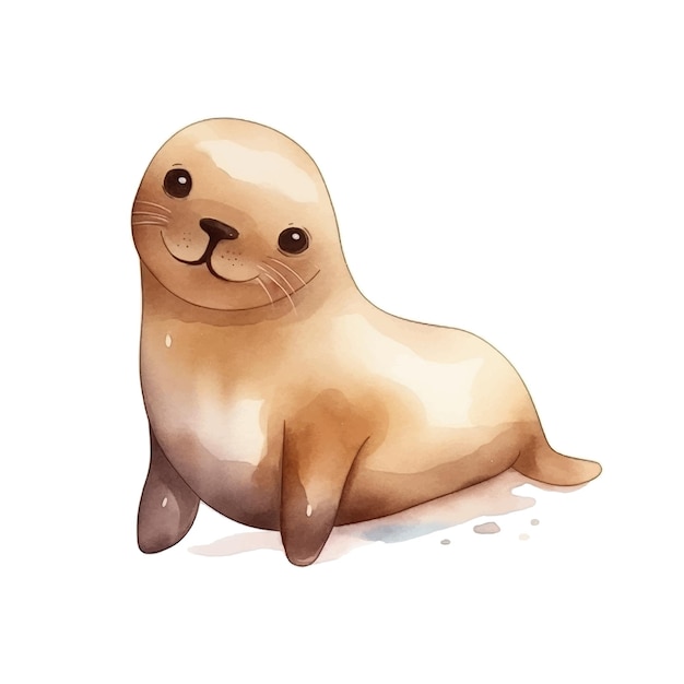 Sealion watercolor paint