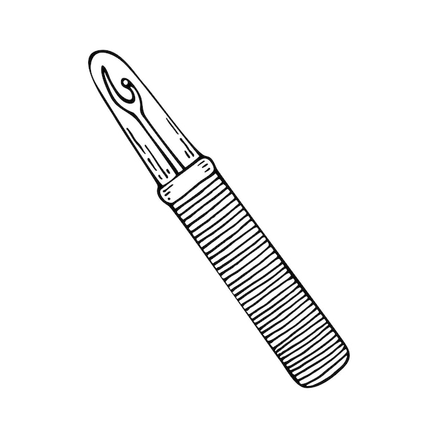Seam ripper line art A sewing tool for cutting threads Tailor profession Hand drawn vector doodle illustration