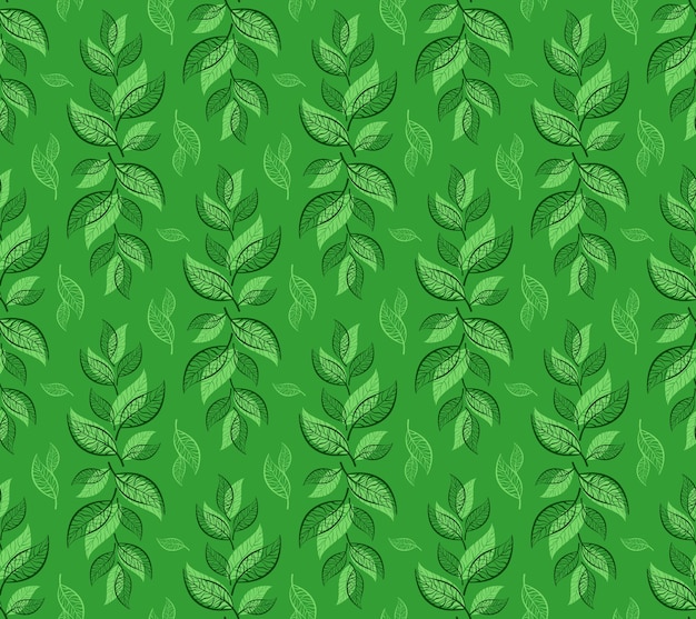 Seamles green pattern with leaves