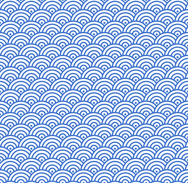 Seamless abstract blue wave pattern japanese tradition style Fabric texture retro