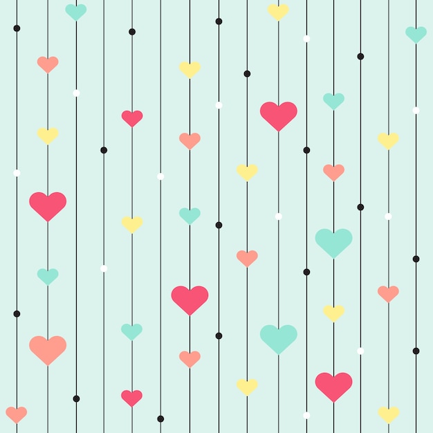 seamless abstract colorful heart with dot and line pattern