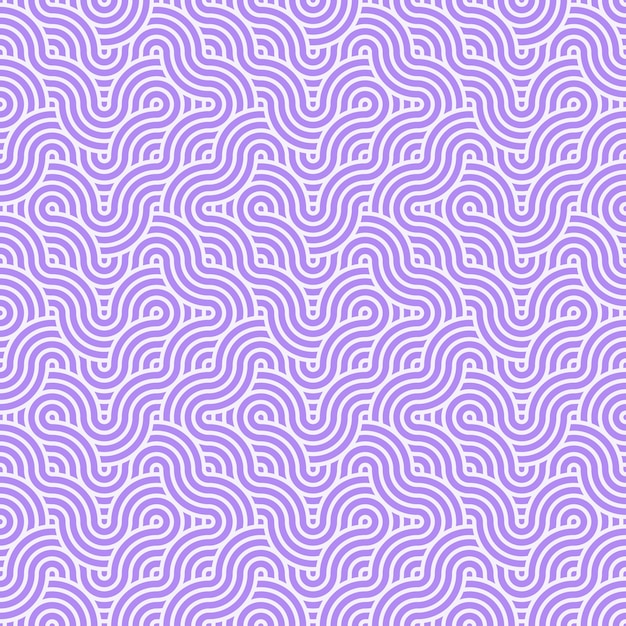 Seamless abstract geometric purple japanese overlapping circles lines and waves pattern