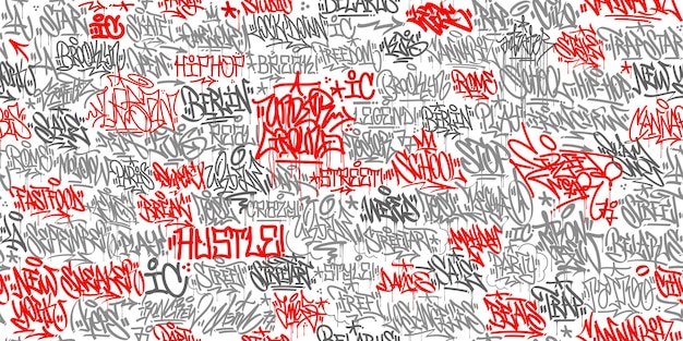 Бесшовные Абстрактные Хип-Хоп Уличное Искусство Граффити Стиле Городской Каллиграфии Векторные Иллюстрации