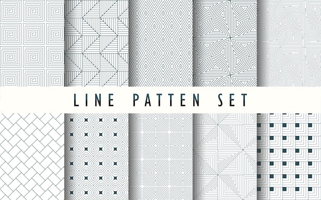 Vector seamless abstract line stripes pattern collection