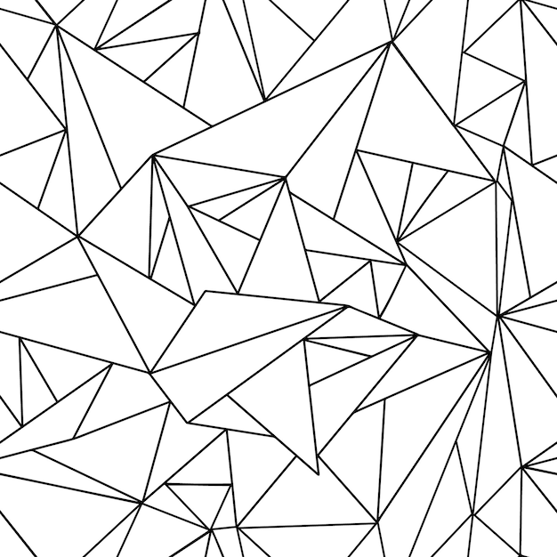 Vector seamless abstract pattern of broken geometric lines and triangles