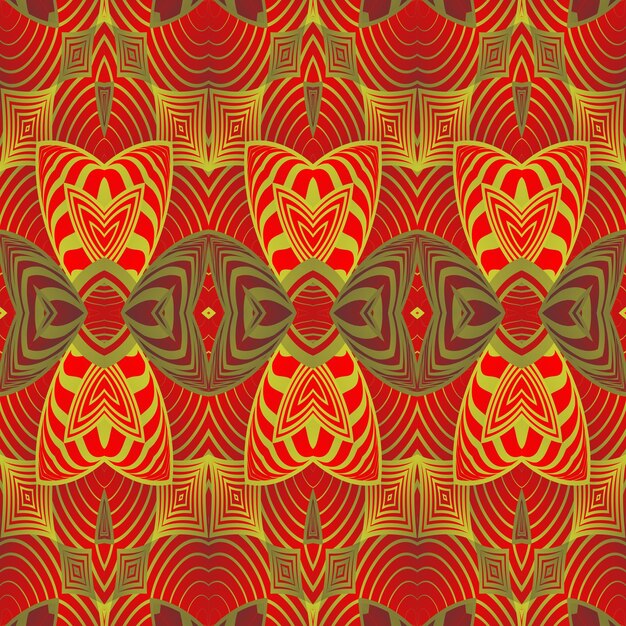 Seamless abstract pattern in red and yellow colors Vector illustration