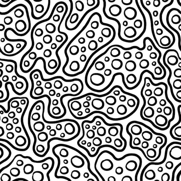 Seamless abstract pattern with circles and lines Hand drawn vector illustration in doodle style