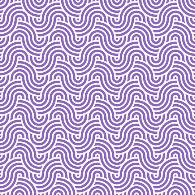 Seamless abstract purple geometric japanese circles lines and waves pattern