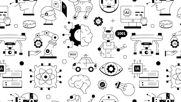 Seamless ai pattern designed with intelligent devices vr technology and various machine learning e