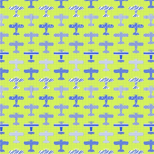 Vector seamless aircraft pattern design vector