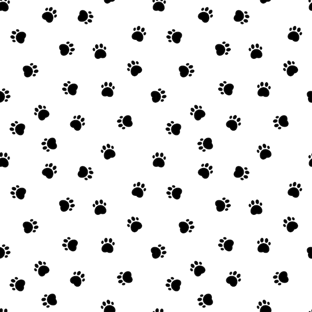 Vector seamless animal pattern of paw footprint