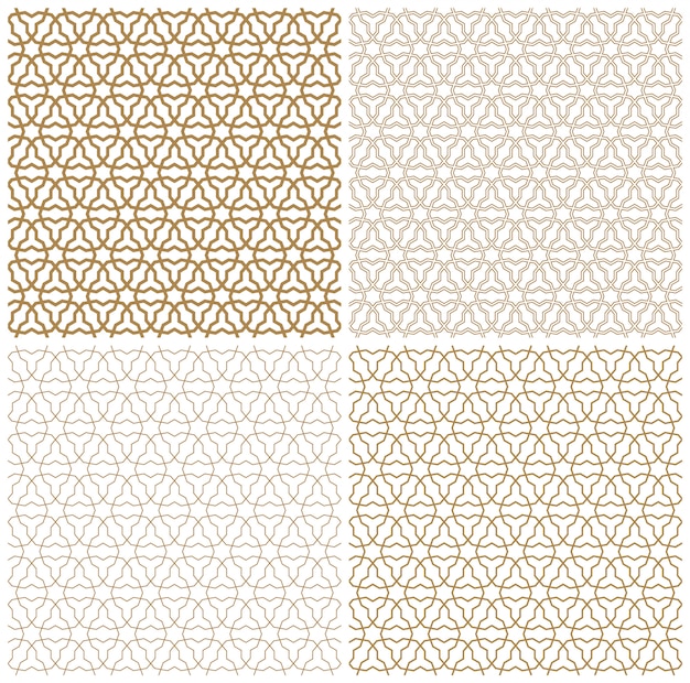 Seamless arabic geometric ornament in brown color.a set of different line thicknesses.