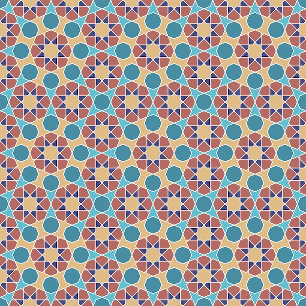 Бесшовные арабский геометрический орнамент в цветах. цветные фигуры.