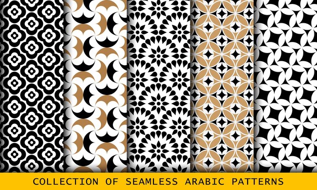 Seamless arabic pattern collection art texture set