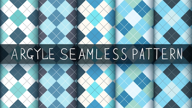 Seamless argyle plaid blue pattern.