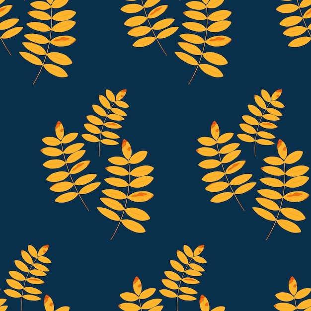 Seamless autumn pattern with rowan leaves