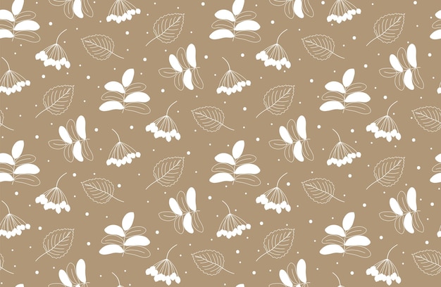 Seamless autumn pattern with rowan twigs