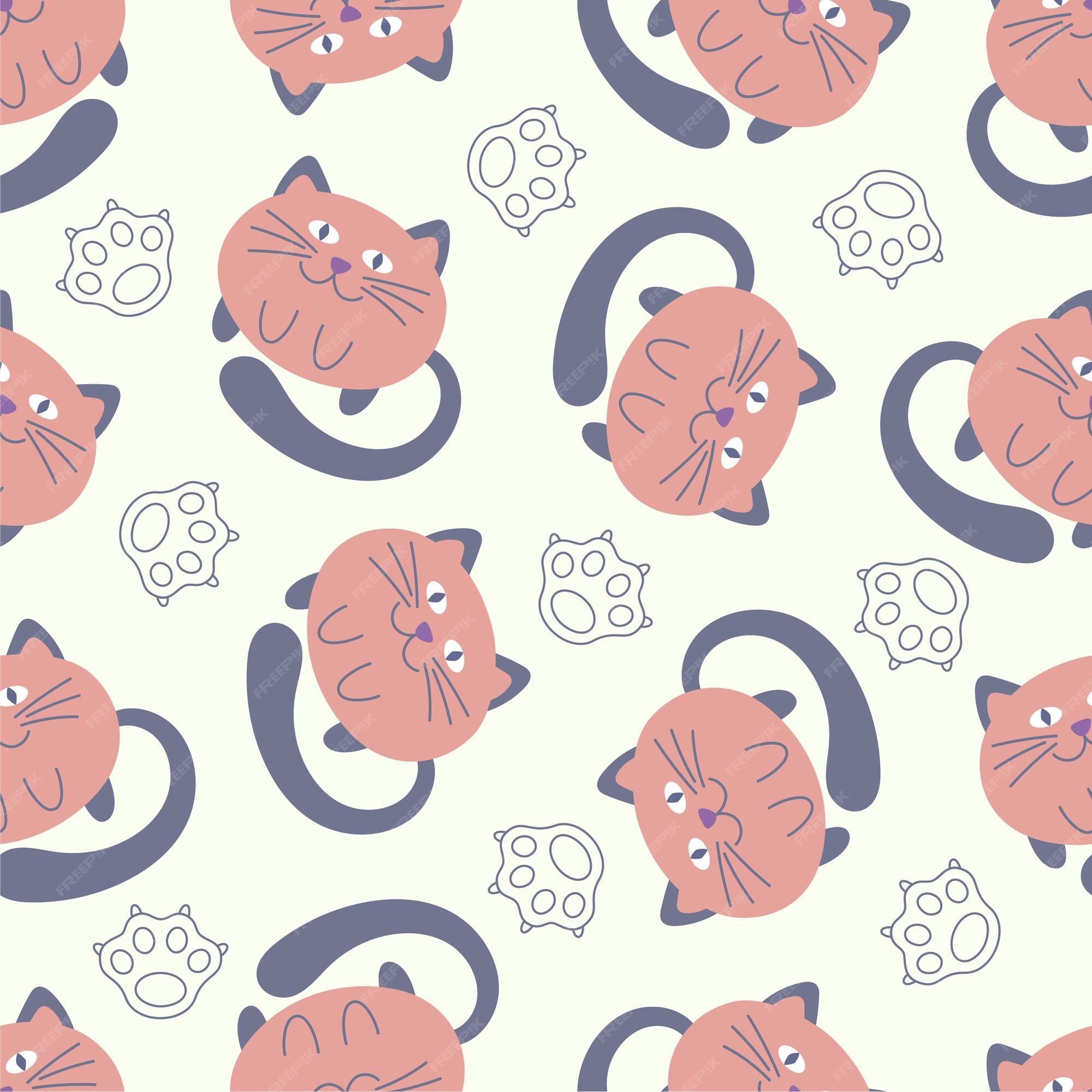 Kawaii Cat Fabric, Wallpaper and Home Decor