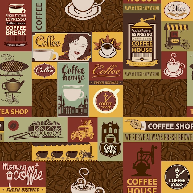 Seamless background on coffee theme