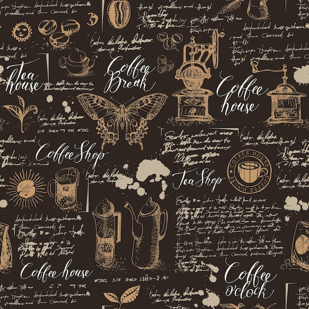 Seamless background on coffee theme