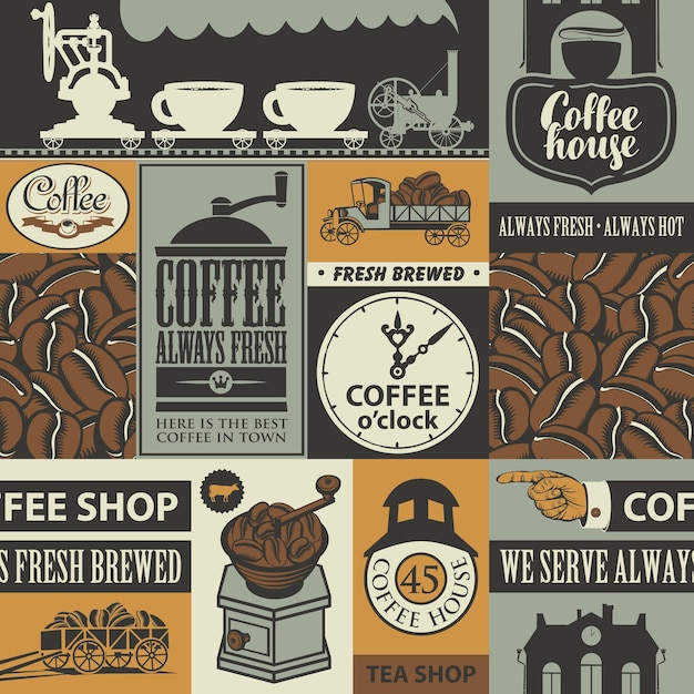 Vector seamless background on coffee theme