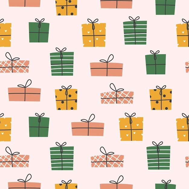 Seamless background. colorful boxes for gifts. vector illustration
