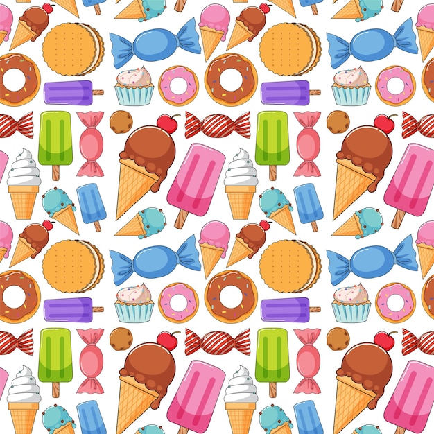 seamless background design with many dessert