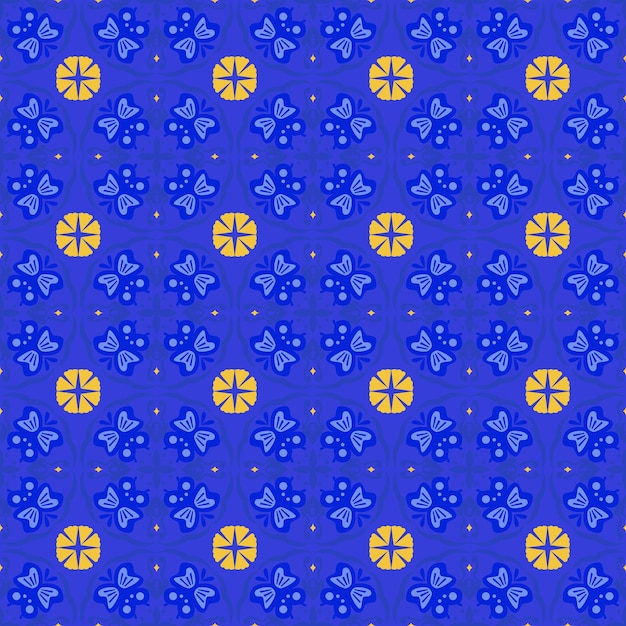 Seamless Background Garden Nature Butterfly Damask Pattern Art
