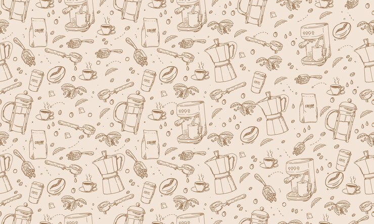 Vector seamless background hand drawn coffee equipment