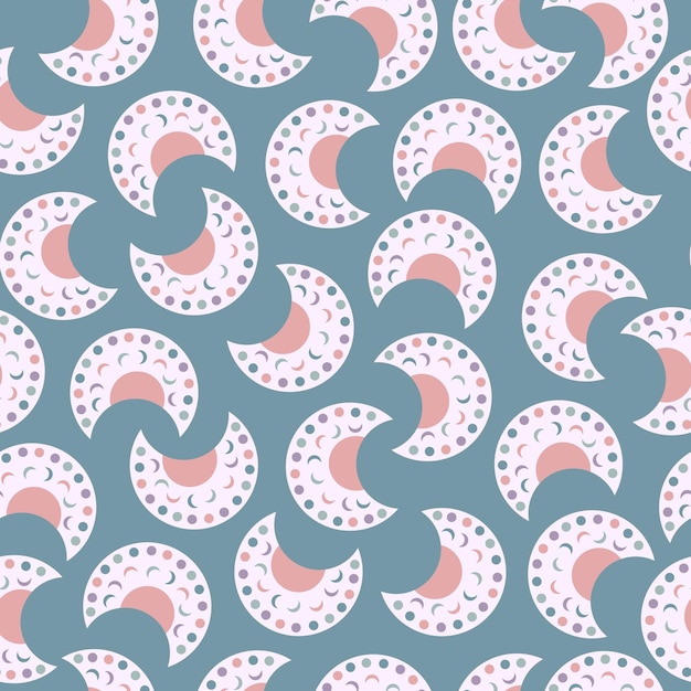 Vector seamless background like ornamental moon or sweets abstract pattern pastel colors