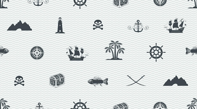 Vector seamless background on marine theme