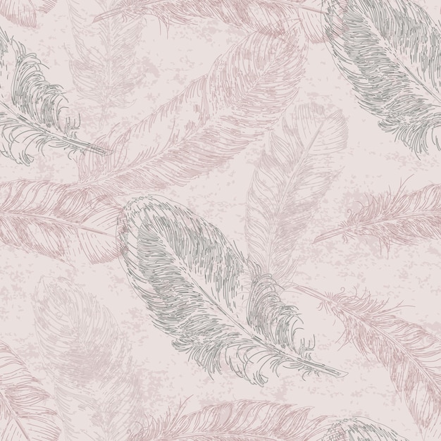 Seamless background pattern with feathers