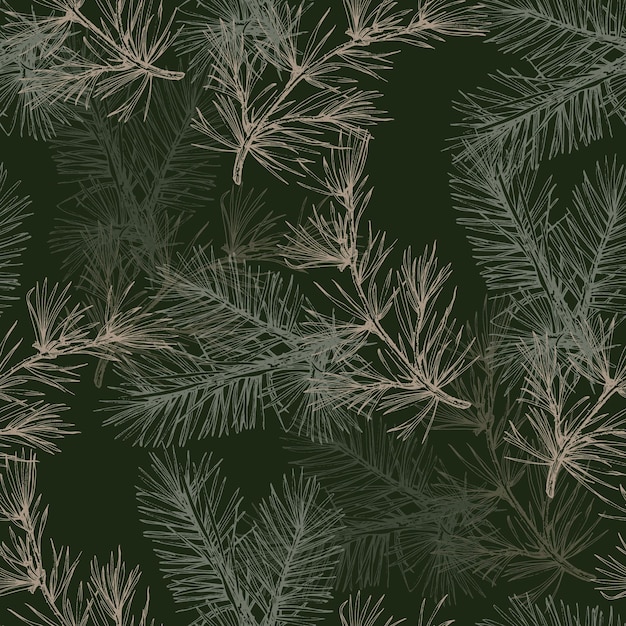 Vector seamless background pattern with fir tree