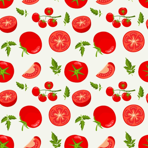 Вектор Бесшовный фон со свежими красными помидорами