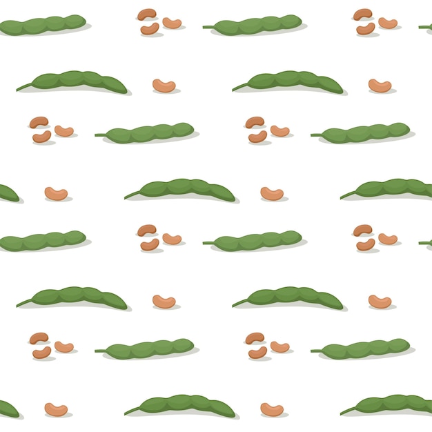 Seamless background. Pods of green bean. Vector illustration cartoon flat icon isolated 