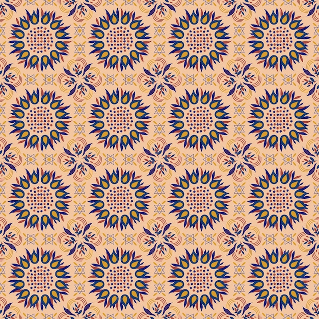 Seamless Background Retro Garden Nature Aboriginal Floral Damask Traditional Pattern Art