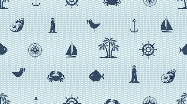 seamless background on sea travel theme