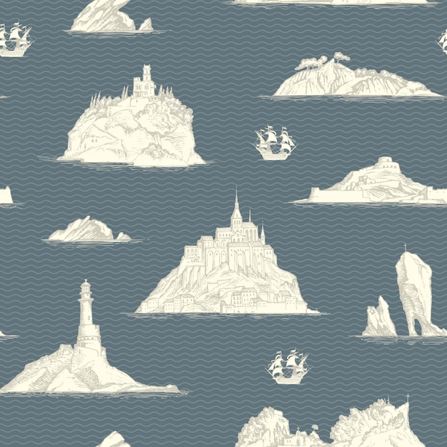 seamless background on sea travel theme