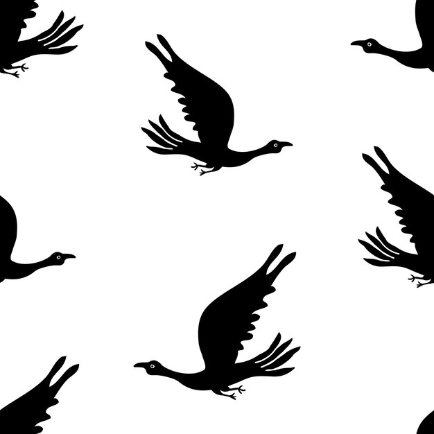 Vector seamless background of silhouettes flying birds