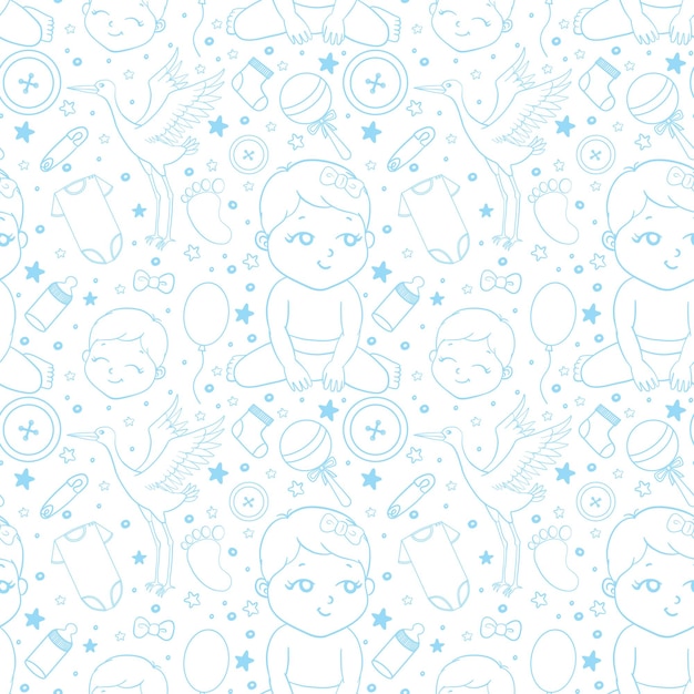 Seamless background texture backdrop pattern wallpaper with children cartoon doodle toys