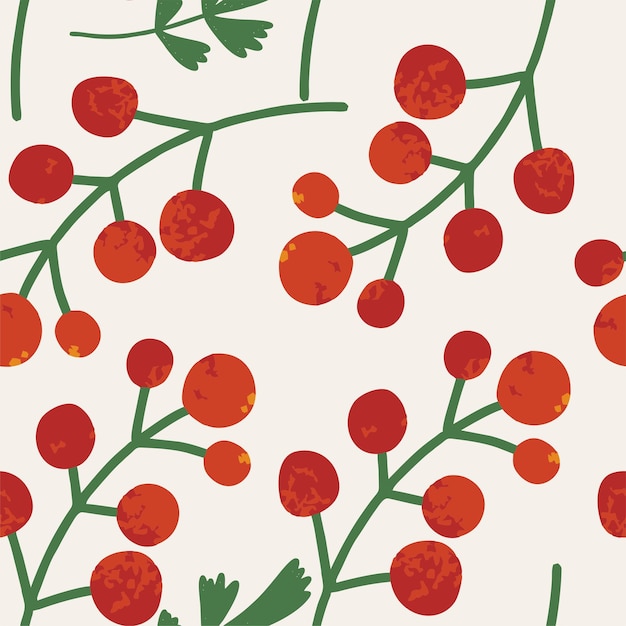 Seamless background on the theme of autumn. Rowan twigs. Vector illustration