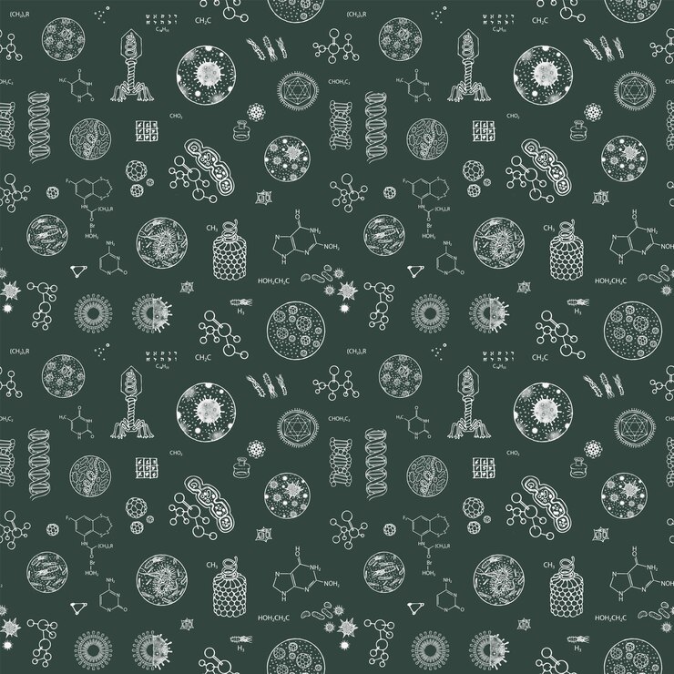 Vector seamless background on theme of biochemistry