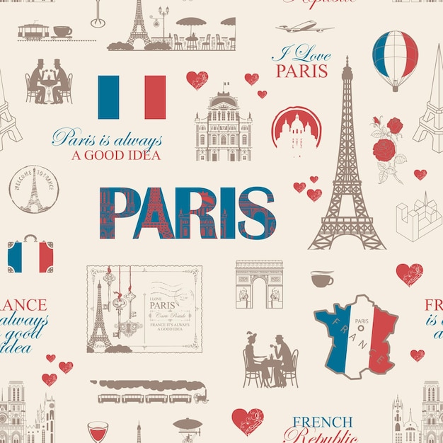 Vector seamless background on theme of france